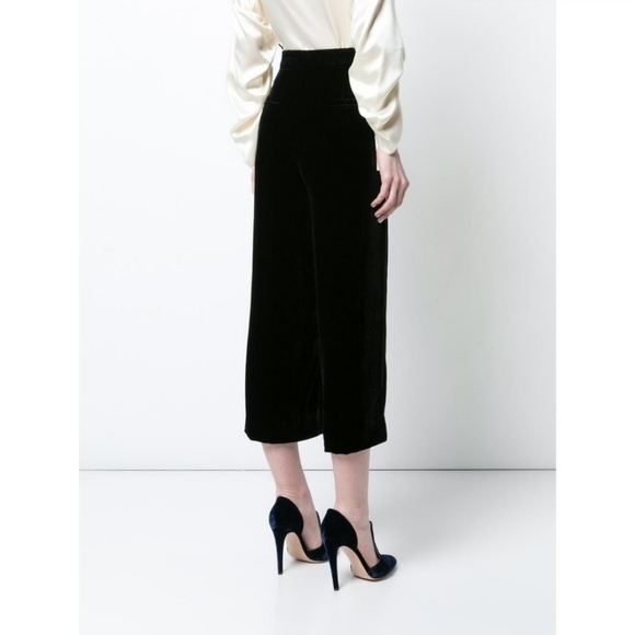 TIBI velvet Stella Black Wide Leg cropped Pants Size 4 - Picture 2 of 7